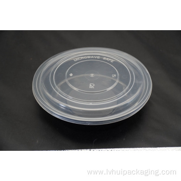 Round disposable plastic box with lid